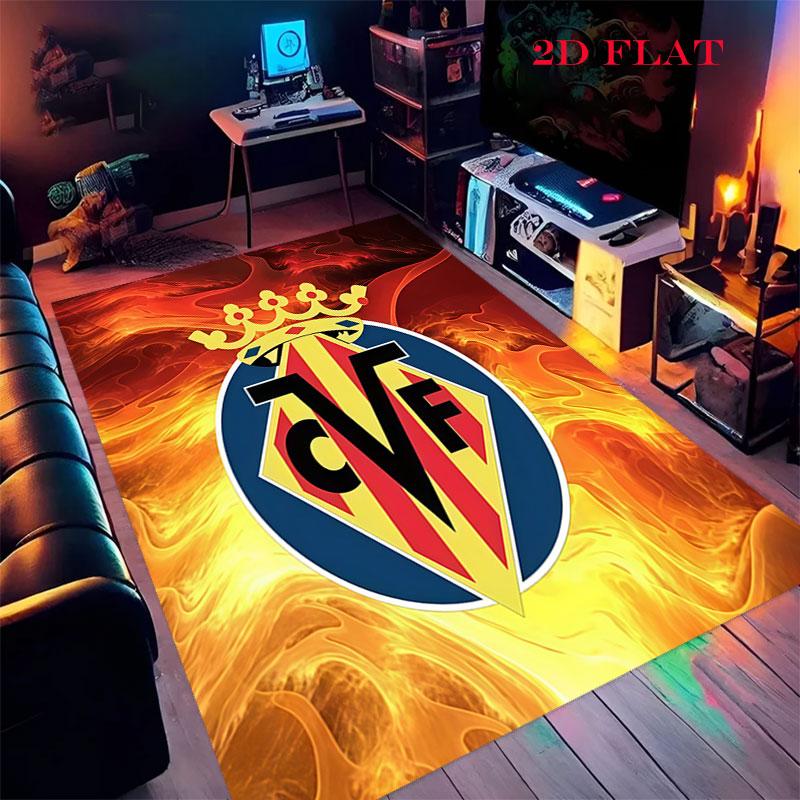 Tappeto Tappeto con Logo Villarreal per Soggiorno Camera da Letto Casa Decorazione Divano, Tappetino Antiscivolo per Giochi Bambini