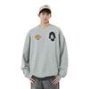 Li Ning Badfive Letter Round Neck Fleece Pullover Sweatshirt Men Sweatshirt Flower-Gray AWDT873-2