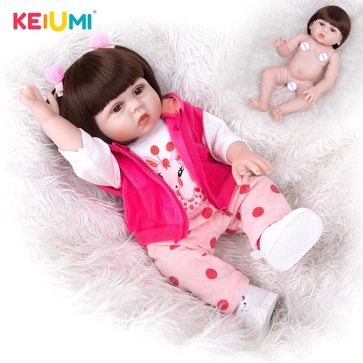 

KEIUMI 19Inch Полный Силиконовый Винил Возрожденный Baby Girl Doll Alive Reborn Doll Дети Мода одеваются для подарков на день рождения детей