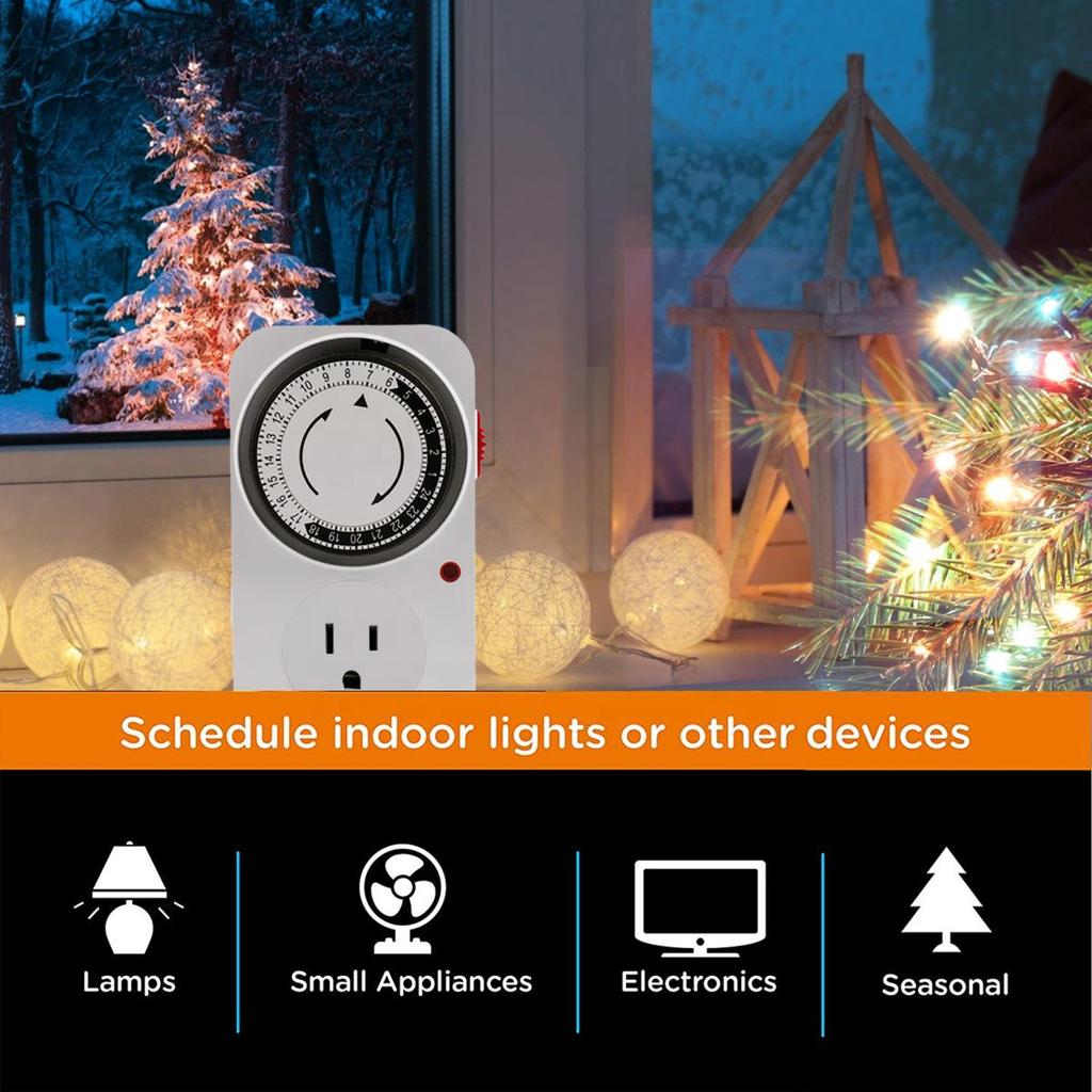 US Standard Mechanical 24-Hour Timer Socket with Automatic Power Off
