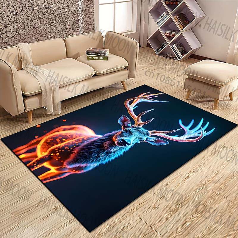 New Product Neon Glowing Deer Carpet for Living Room Bedroom Bedside Floor Mat Cloakroom Children Play Mat Area Rug Large Size