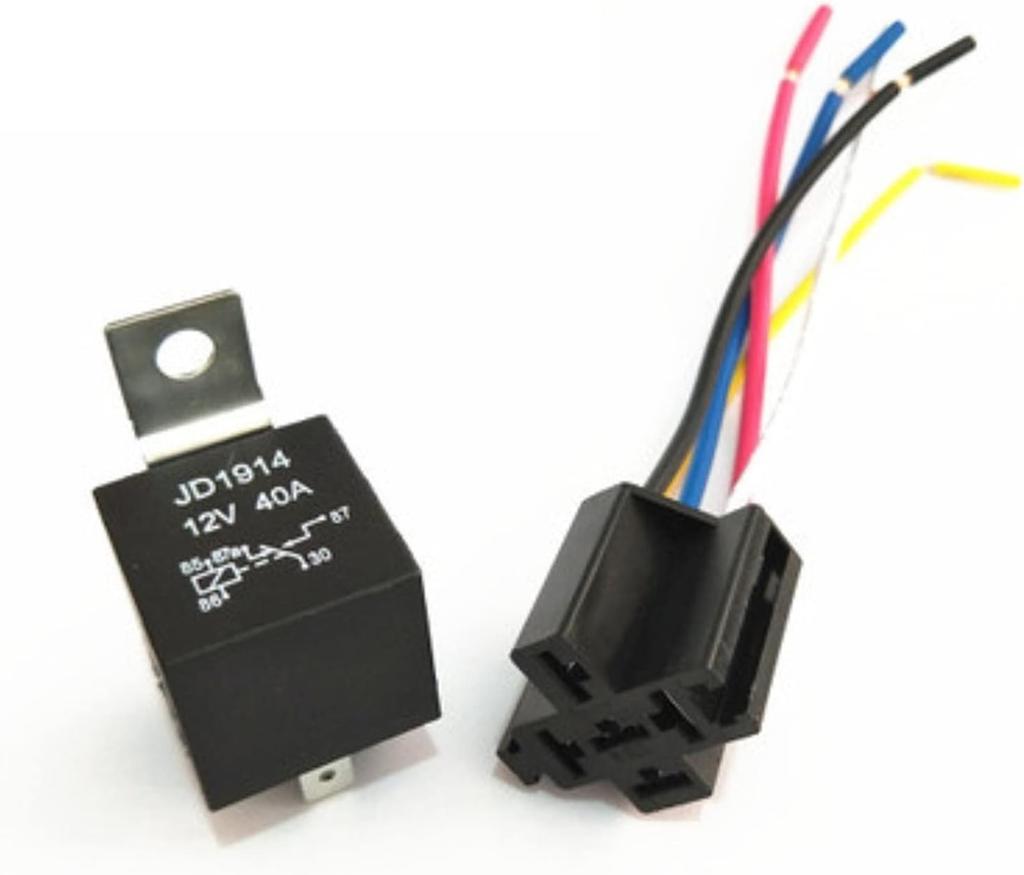 1PCS 12V 24V 4pin 5pin Waterproof Automotive Relay 40A Car Relay With Black Red Copper Terminal Auto Relay With Relay Socket
