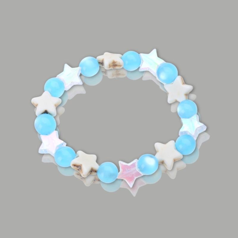 Harajuku Aesthetic Bracelet Elastic Wrist Chain Trendy Star Beaded Bangle Fashionable Hand Jewelry Pieces Birthday Gift