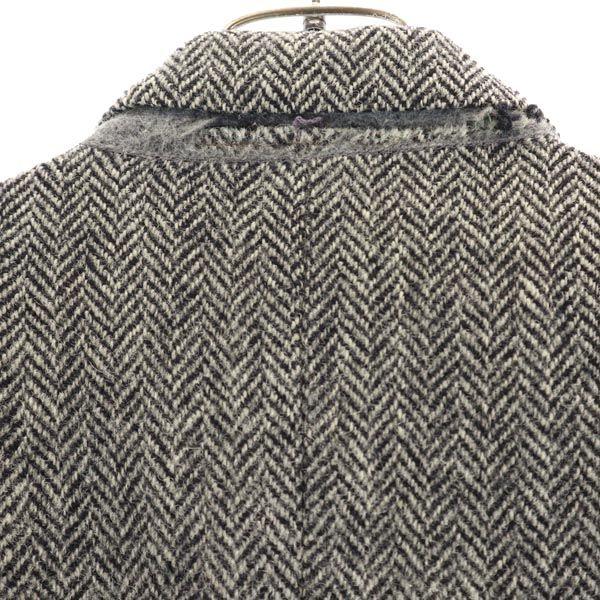 Harris Tweed 70er Vintage Fischgrätenwolle Maßjacke Grau Herren Gebraucht