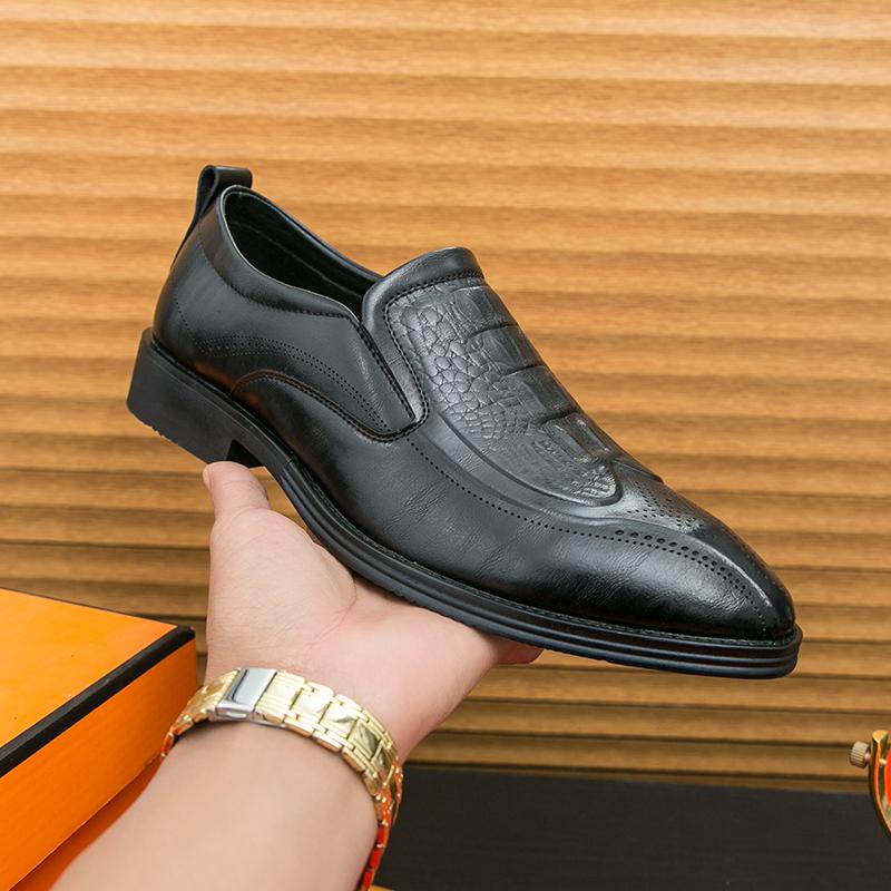Men Loafers Dress Business Office Formal Shoes Black Brown Retro Leather Shoes Plus Size