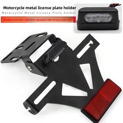 Motorcycle Modification Accessories License Plate Holder Multifunctional Adjustable Bracket Rear StrapLEDLicense Light
