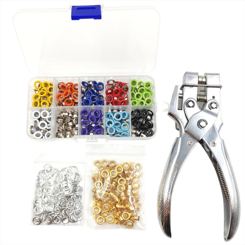 400 Sets 5mm + Eyelet Installation Punch Pliers Copper Color Air Eyelet Grommet Tool Set