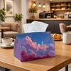 1pc Romantic Mystic Landscape Tissue Holder Featuring a Pink Cloud Moon And Dreamy Sky - Fabric Napkin Storage Organizer Suitable for Kitchen, Car, El