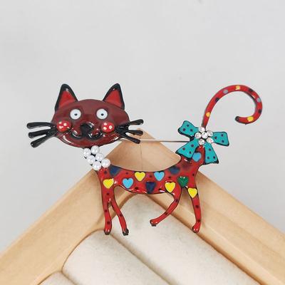 Cute Cartoon Cat Brooch Pin for Women Girls Fashion Exquisite Enamel Kitten Brooches Casual Party Clothing Jewelry Gift