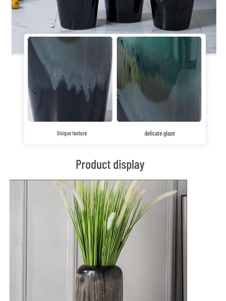 Ceramic Floor Vase for Living Room Dried Flower Arrangement - New Chinese Style Home Decor