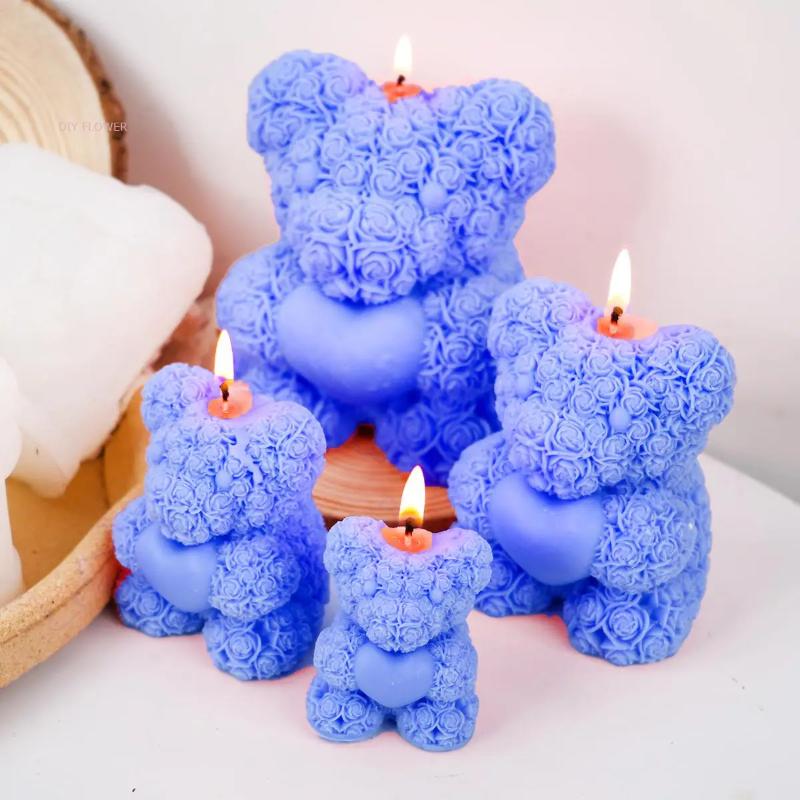 3D Bärenumarmung Liebe Silikon Kerzenform DIY Rosenbär Kerzenherstellung Zubehör Handgemachte Seife Gips Harzform Hochzeitsdeko Geschenke