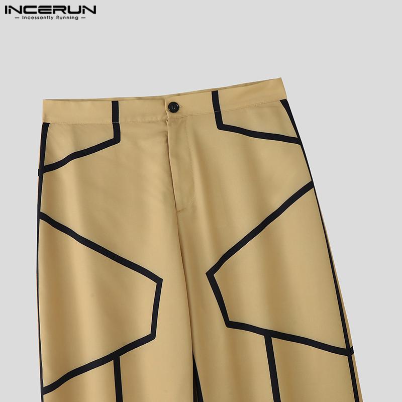 INCERUN Men Zip-up Waist Trousers Casual Line Stitching Thin Long Pants