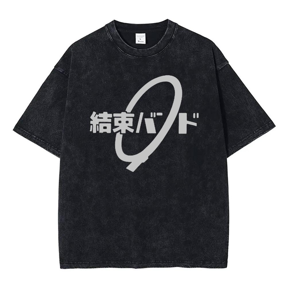 Gewaschenes Vintage Anime Bocchi The Rock Gotoh Hitori Grafik T-Shirt Herren Damen Freizeit Baumwolle Übergroße T-Shirts Streetwear Unisex