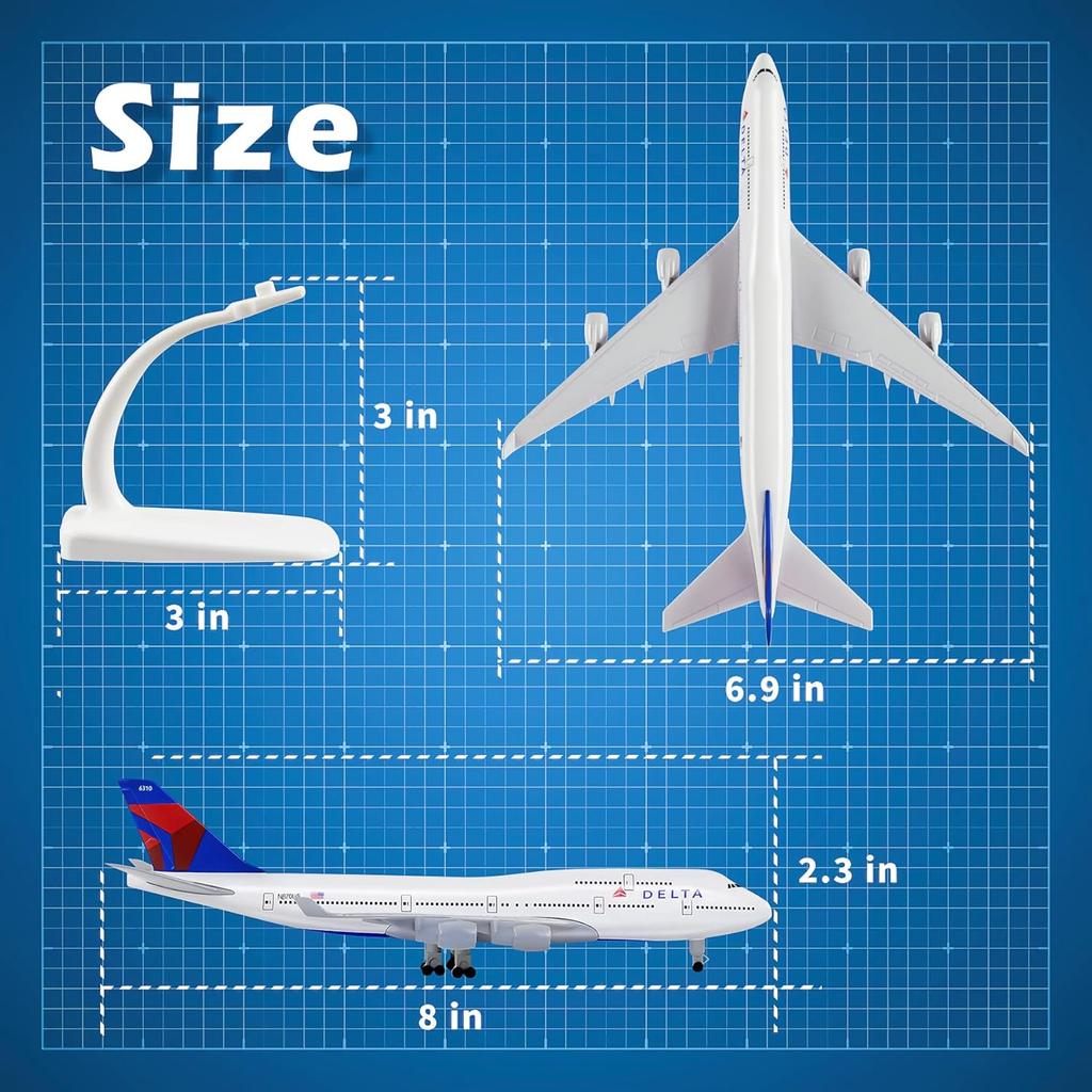 30cm American Delta Airplane Model Airplane B747 Model Plane for Adults Collection Office Desktop Decoration Birthday Gift