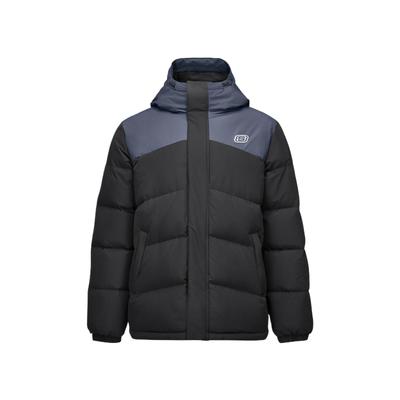 Outdoor Series Trendy Versatile Comfortable Soft Color Block Hooded Down Jacket Men Outerwear Carbon-Black L424M183-0018