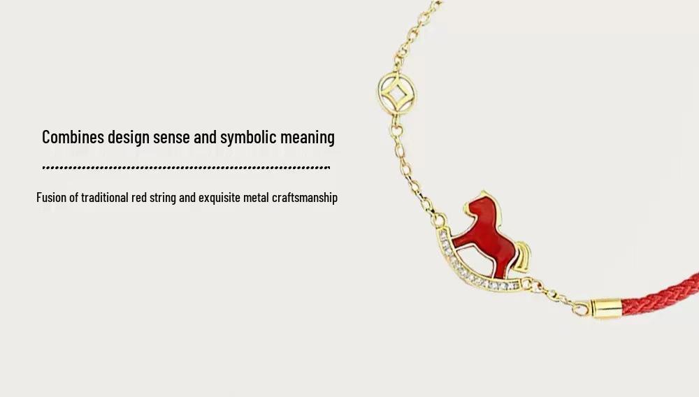 Vergoldetes Sternzeichen-Pferd Rotfaden-Armband zur Anziehung von Reichtum