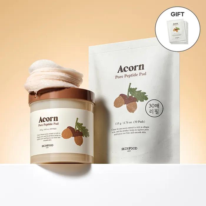 [Free Gift: Pack of 2 Pads (5 Packs)] [SET] Acorn Pore Peptide Pads 60 Sheets + 30 Refills