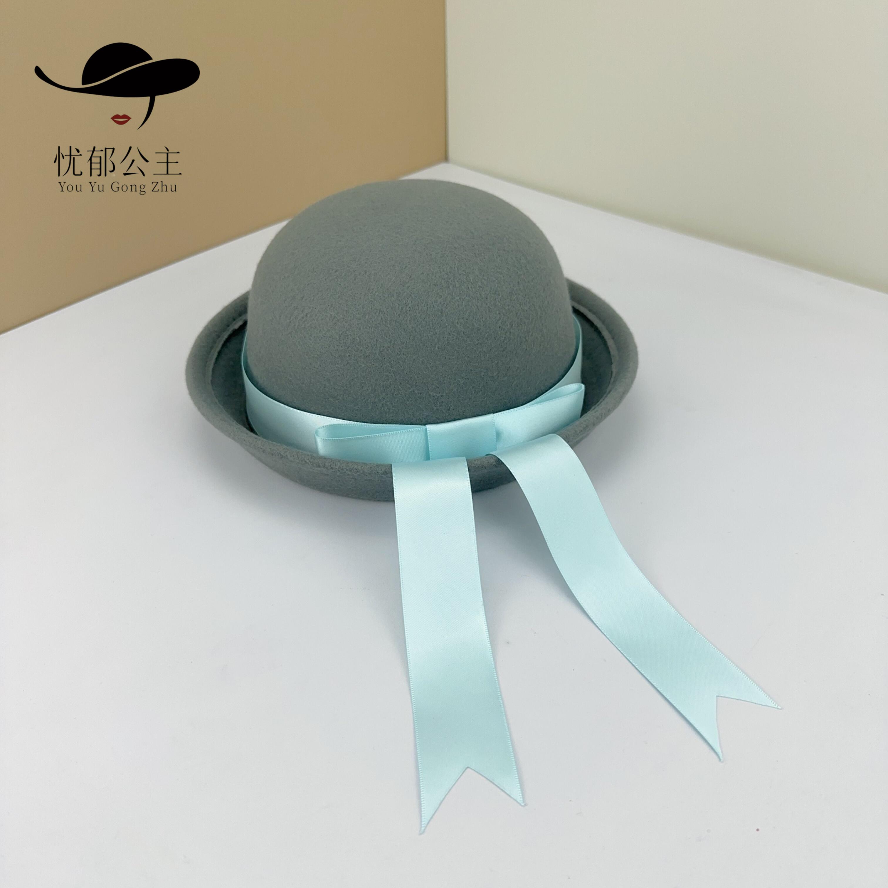 Eltern-Kind-Hut Fedora Damen Japanische JK-Uniformmütze Wollhut College-Stil Schleifenband Kindergarten Matrosenhut 52-54cm child gray