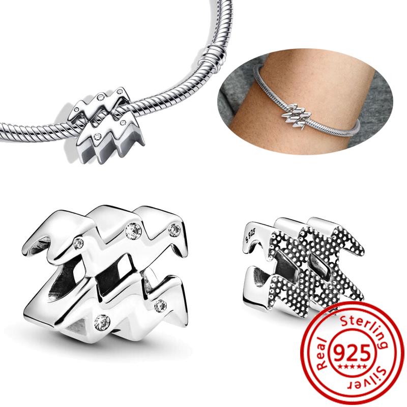 100% 925 Sterling copper Sparkling Twelve Star Sign Zodiac Constellation Charm Beads Fit Original Pandora Bracelet Women Zircon