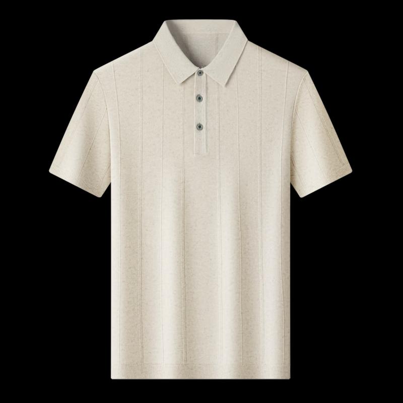 ROMON Men's Knitted Linen Blend Polo Shirt