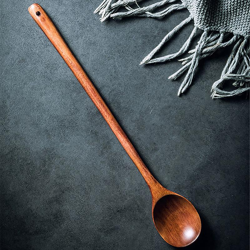 Długa drewniana łyżka do mieszania Drewniana łyżka z długą rączką Drewniana łyżka do mieszania i gotowania Drewniana przedłużona łyżka do gotowania