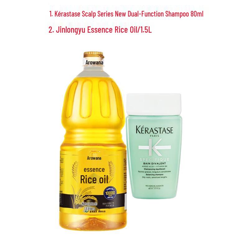 

Kerastase Dual-Function Scalp Shampoo & Jinlongyu Rice Bran Oil Bundle