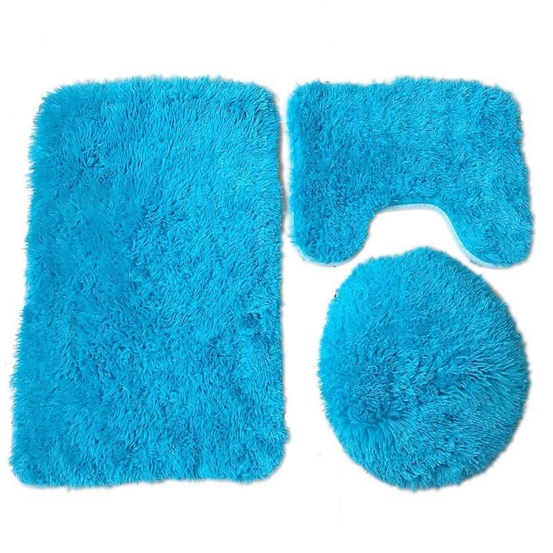 Solid Color Shaggy Bathroom Mat Set 50x80cm
