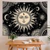 Tapestry Vintage Celestial Sun Moon Tapestries Starry Sky Wall Hanging Mystical Astrology Line Art Decor Bedroom Dormitory