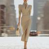 2025 Autumn V-neck Slim-fit Slit Dress for Women