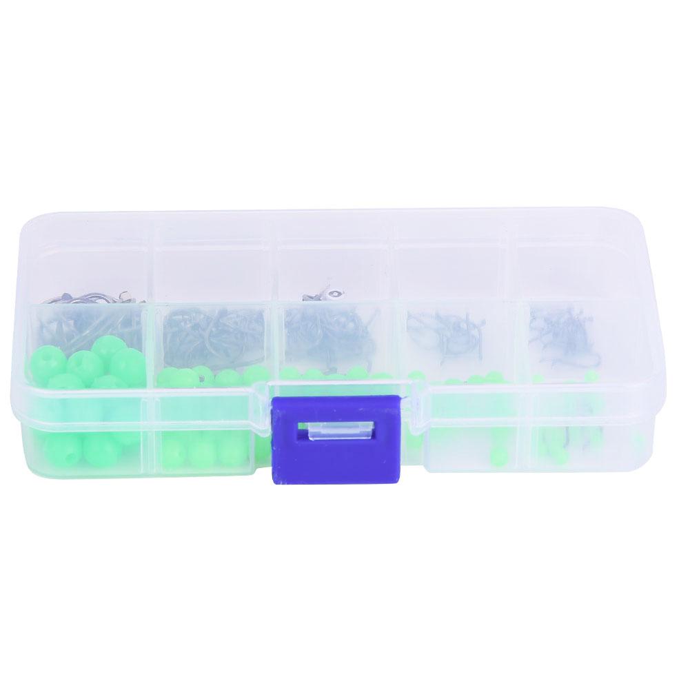 200 pcs Non Slip Luminous Beads Fishing Hooks with Plastic Storage Box for Saltwater Freshwater Kit