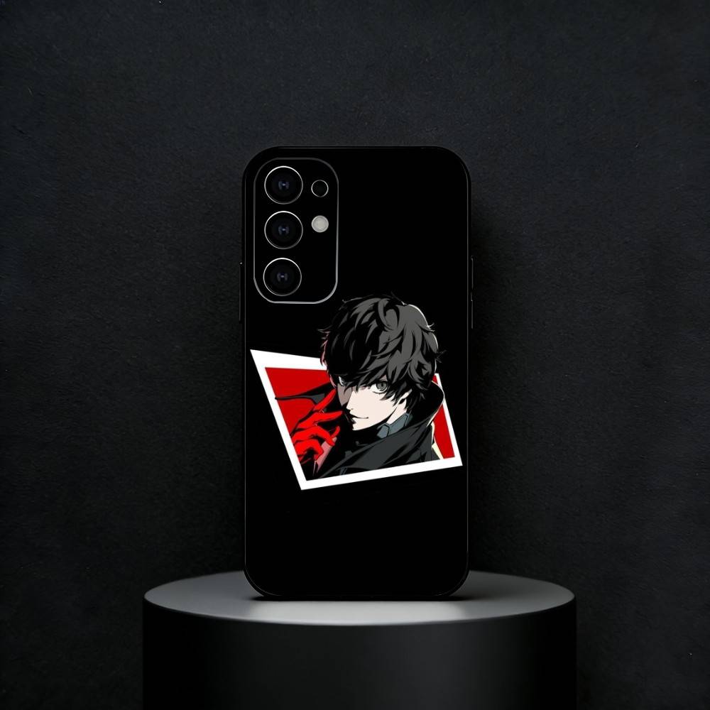 Fashion P-Persona 5 Phone Case For Samsung S25,24,23,22,30,21,10,9,Ultra,Plus,FE 5G Black Soft Case