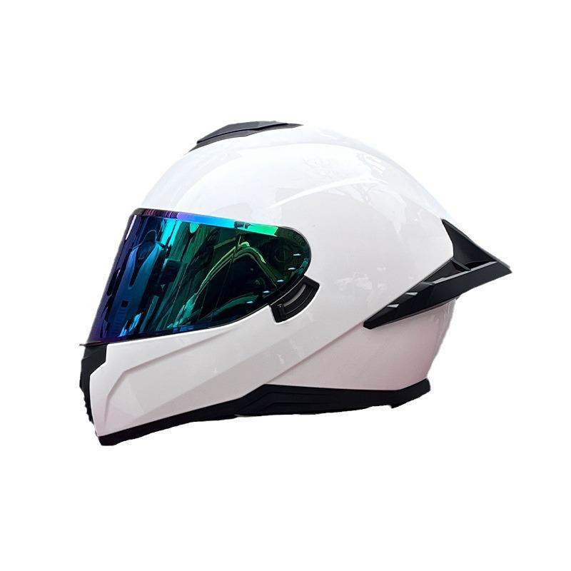 Full Helmet Double Mirror Helmet Men's Four Seasons Universal Hard Hat Female Knight Locomotive Double Lenses