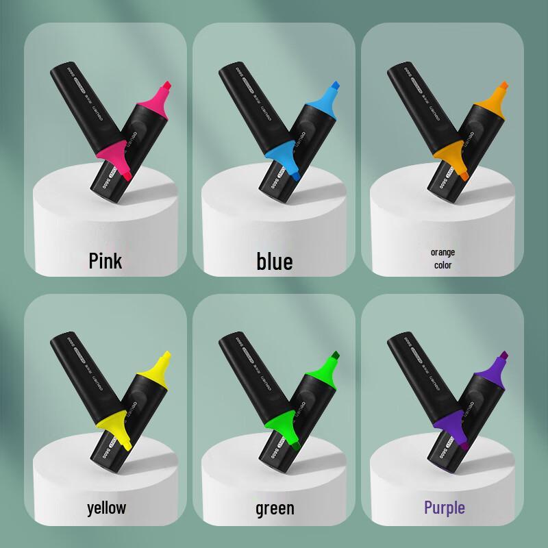 Deli S600 Fluorescent Yellow Highlighter Pens, 10-Pack
