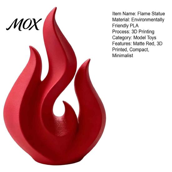 Moderne Abstrakte Skulptur 3D Gedruckte Flammen-Skulptur, Matt Rote Hohl-Statue, Kreative Heimdekoration Minimalistische Kunst Schreibtisch-Ornament für