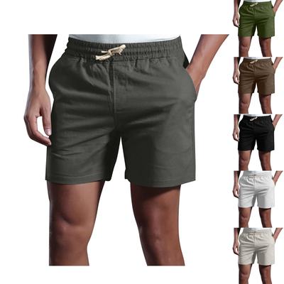 Men's Casual Lightweight Cotton Shorts with Elastic Waistband and Pockets for Summer Comfort and Style
