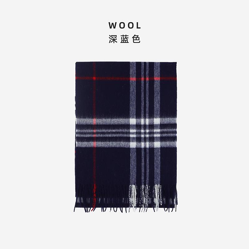 Bufanda de lana 100 % de estilo británico para mujer, otoño e invierno, con tacto de alta gama, versátil chal grueso con borlas a cuadros para hombre.