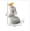 Solar Bunny Cat Statue Garden Decor LED Light Resin Animal Sculpture Figurine Outdoor Decoration for Courtyard