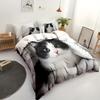 Black White Cat Print Bedding Set for Kid Teen Adult Cute Animal Style Duvet Cover Soft Comfortable Home Polyester Quilt Cover