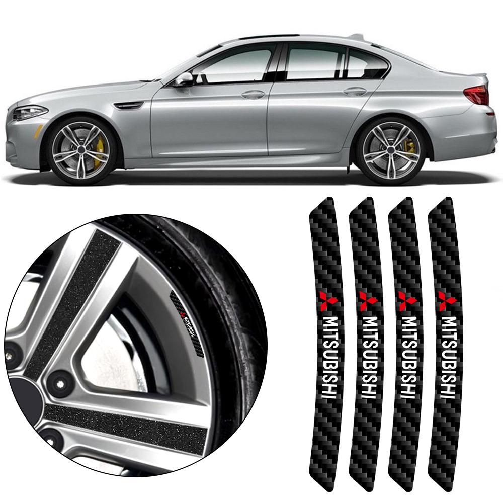 4 pièces Autocollants Jantes Roues Voiture Emblèmes Fibre de Carbone Décoration Auto Style Voiture Pour Mitsubishi lancer asx outlander pajero l200