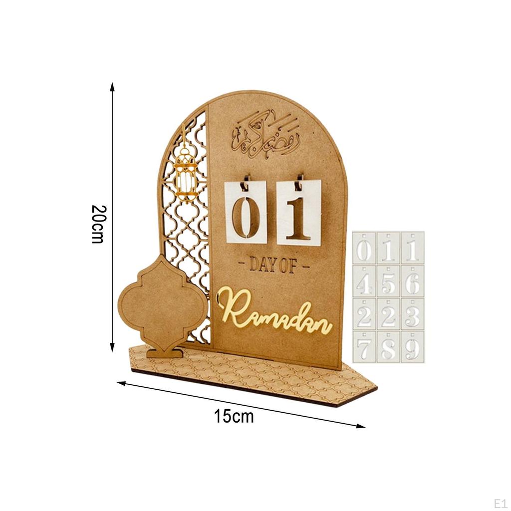 Eid Mubarak countdowns Calendar Decorative Wooden for Centerpiece