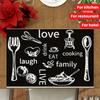 1PZ Sottopiatto in Lino con Motivo Coltello e Forchetta Bianco e Nero Antiscivolo Facile da Pulire Sottopiatto Decorativo