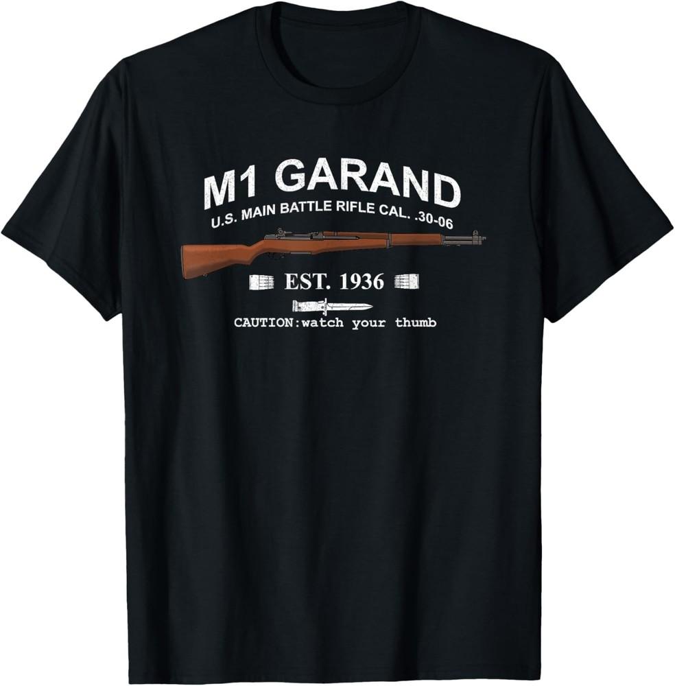 M1 Garand Rifle Gun WWII Watch Your Thumb EST 1936 Graphic T-Shirt Unisex T-Shirt XXXL