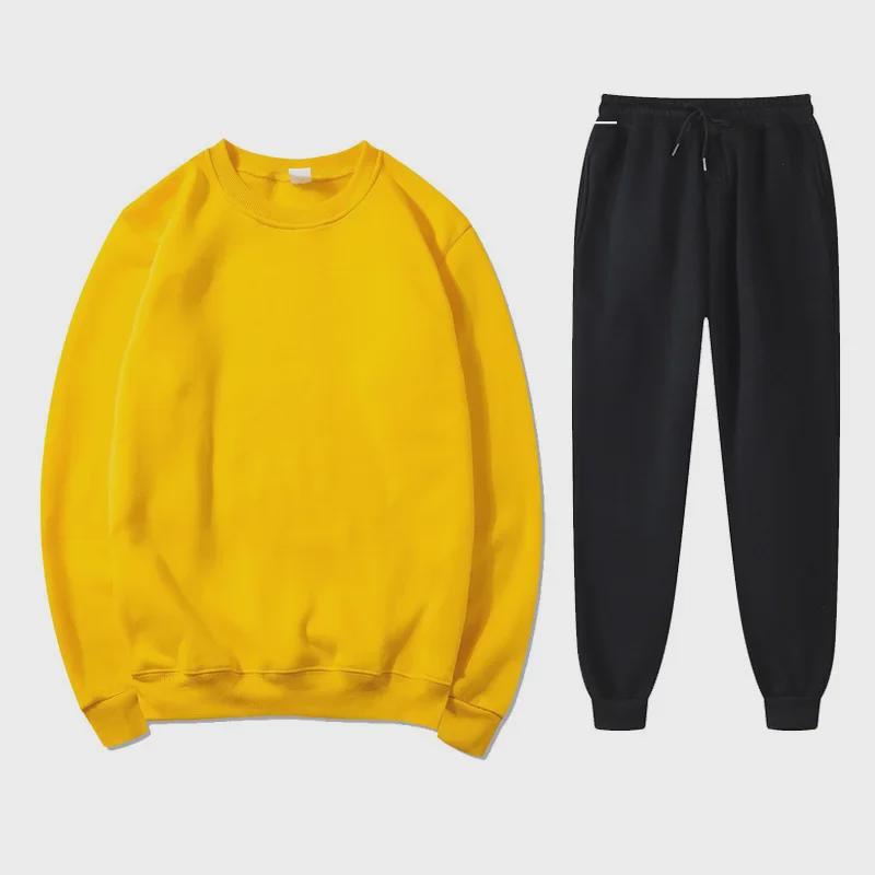 Unisex Autumn/Winter Fleece Sweatshirt & Sweatpants Set: Casual, Loose Fit