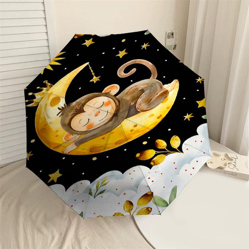 

1PC Monkey Clouds Umbrella-8-Rib Reinforced, Automatic Open, Lightweight & Durable, Fashion Accessory for Outdoor, H0366