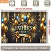 Happy Father's Day Backdrop, Black and Gold with Balloons, Candles and Fireworks for Father's Day Party