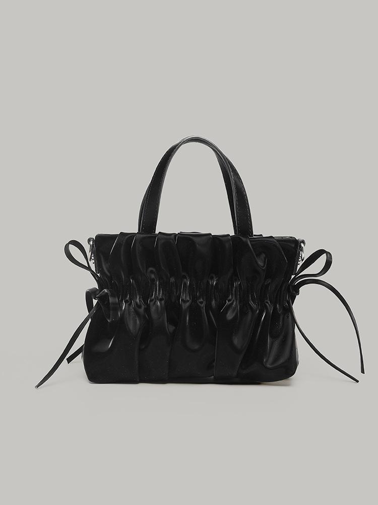 

Niche design pleated vegetable basket bag 2025 new fashion versatile handbag sweet wind messenger chain bag чёрный