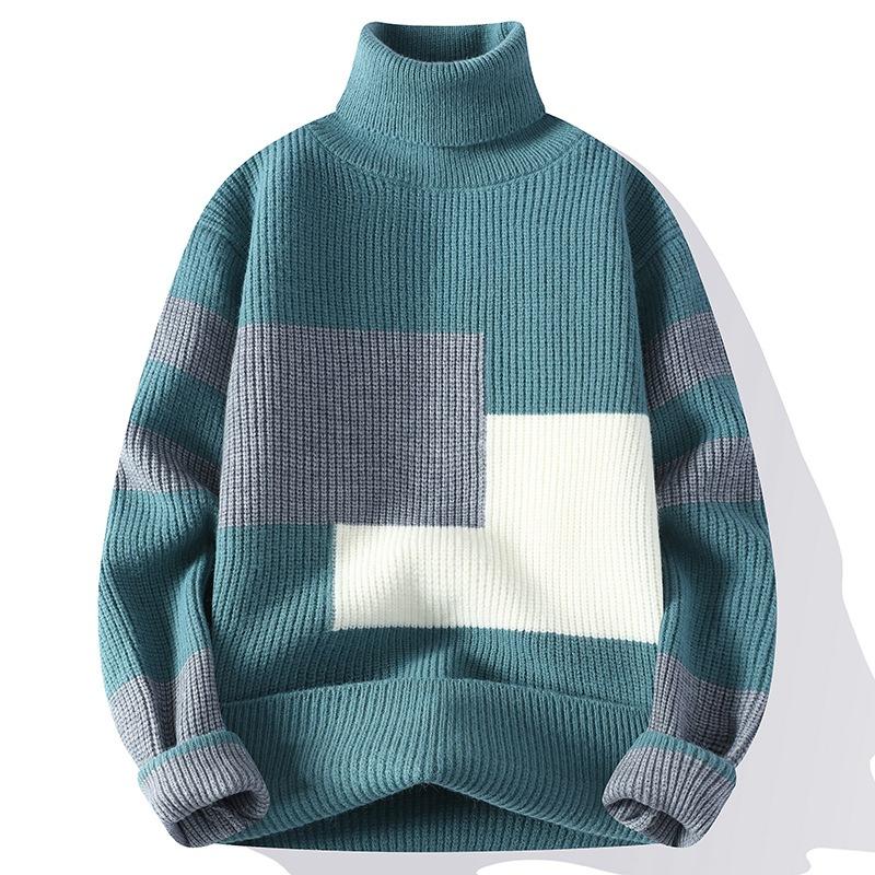 

Мужской свитер с высоким воротником, утолщенный, в корейском стиле, модный, новый, осенне-зимний, персонализированный базовый вязаный свитер 2XL