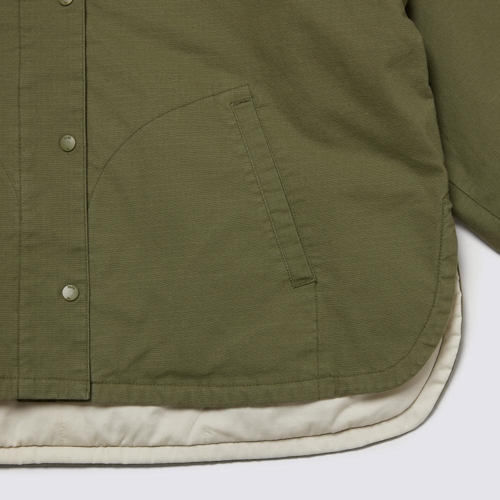 Vans Block By Block Tdc Tokyo Design Collective Coach Lapel Solid Color Comfortable Long Sleeve Jacket Women Jackets Olive VN000H2XAMB