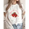 Cute Strawberry Print T Shirt White I Just Want To Love You Text Design For Casual Wear Summer Outfits Women Fashion Trendy Top
