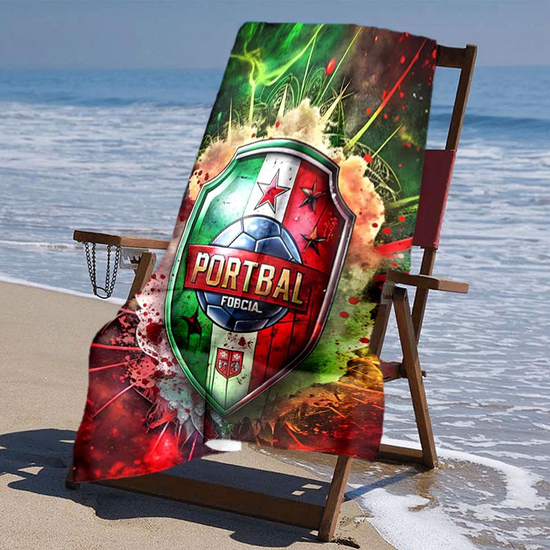 proof beach towel with Portugal Football team pattern - soft,absorbent,quick-drying,machine washable - perfect for swimming,camping,bathing